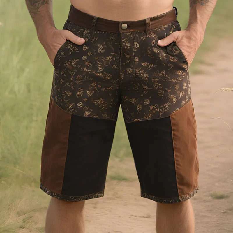 Men's Retro Western Cowboy Style Ranch Classic Printed Stitching Denim Shorts MTA1310E7TO sold by Manly product image thumbnail 3