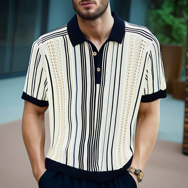 Men's Summer Fashion Breathable Line Knitted POLO Neck T-shirt MTA1445E6U sold by Manly product image thumbnail 2