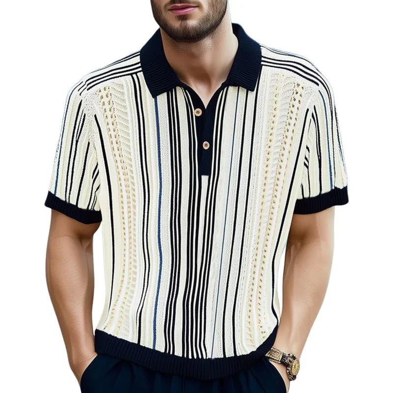 Men's Summer Fashion Breathable Line Knitted POLO Neck T-shirt MTA1445E6U sold by Manly