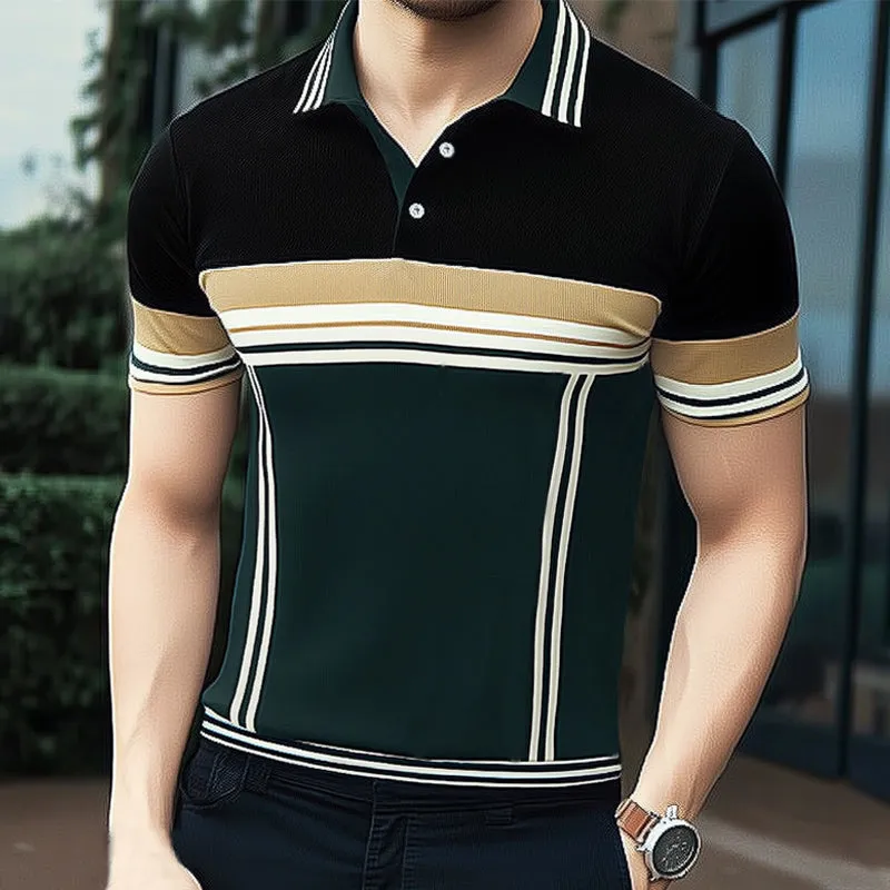 Men's Summer Business Colorblock Knitted POLO Shirt MTA1432E2U sold by Manly product image thumbnail 2