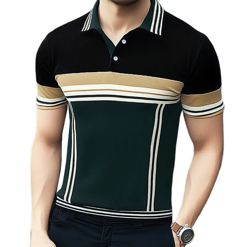 Men's Summer Business Colorblock Knitted POLO Shirt MTA1432E2U sold by Manly