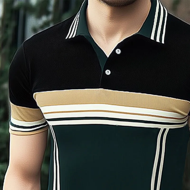 Men's Summer Business Colorblock Knitted POLO Shirt MTA1432E2U sold by Manly product image thumbnail 3