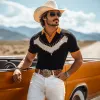 Men's Spring And Summer Fashion Casual Western Cowboy Style Thin Knitted Short-sleeved Polo Shirt MTA1550E1K sold by Manly