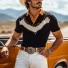 Men's Spring And Summer Fashion Casual Western Cowboy Style Thin Knitted Short-sleeved Polo Shirt MTA1550E1K sold by Manly