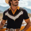 Men's Spring And Summer Fashion Casual Western Cowboy Style Thin Knitted Short-sleeved Polo Shirt MTA1550E1K sold by Manly