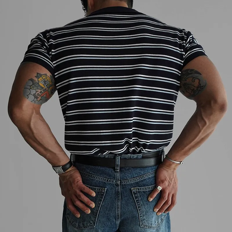 Men's Fashion Striped Lapel Short Sleeve Polo Shirt MTA1615E1Z sold by Manly product image thumbnail 4