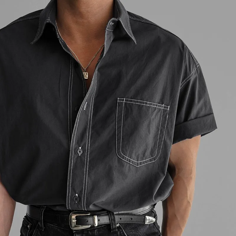 Men's Fashion Lapel Short Sleeve Casual Shirt MTA1601E3Z sold by Manly product image thumbnail 3