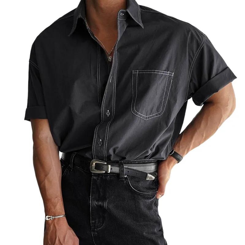 Men's Fashion Lapel Short Sleeve Casual Shirt MTA1601E3Z sold by Manly