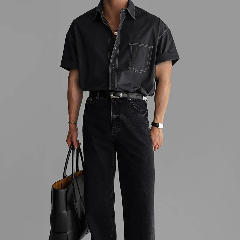 Men's Fashion Lapel Short Sleeve Casual Shirt MTA1601E3Z sold by Manly product image thumbnail 4