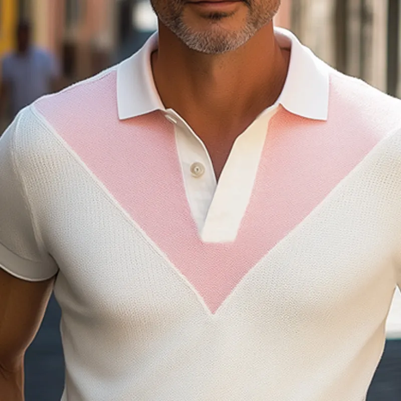 Men's Summer Comfortable Breathable Colorblock Knitted Polo T-shirt MTA1635E9U sold by Manly product image thumbnail 3