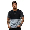 Men's Casual Premium Cotton Contrast Color Patchwork Round Neck Slim Short-sleeved T-shirt MTA1538E3M sold by Manly