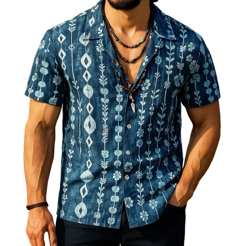 Men's Summer Comfort Vintage Printed Short Sleeve Shirt MTA1646E8U sold by Manly