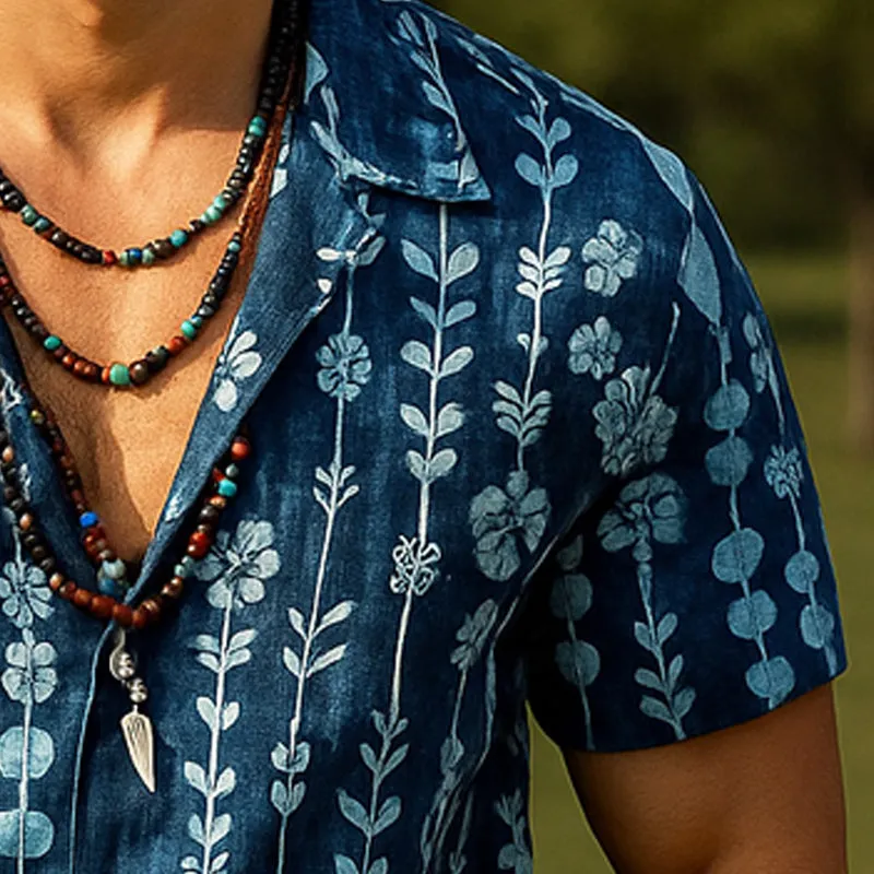 Men's Summer Comfort Vintage Printed Short Sleeve Shirt MTA1646E8U sold by Manly product image thumbnail 3