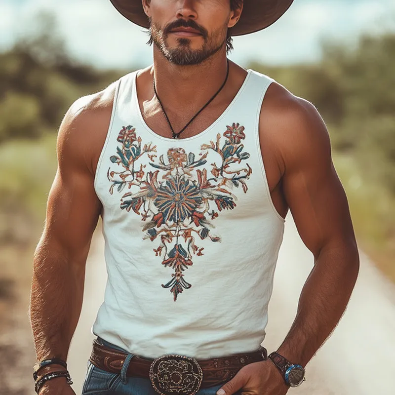 Men's Summer Comfort Round Neck Vintage Embroidered Tank Top MTA1591E1U sold by Manly product image thumbnail 2