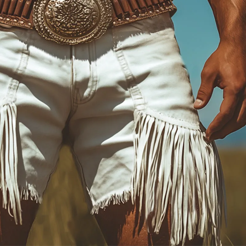 Men's Summer Western Style Denim Tassel Shorts MTA1582E5U sold by Manly product image thumbnail 3