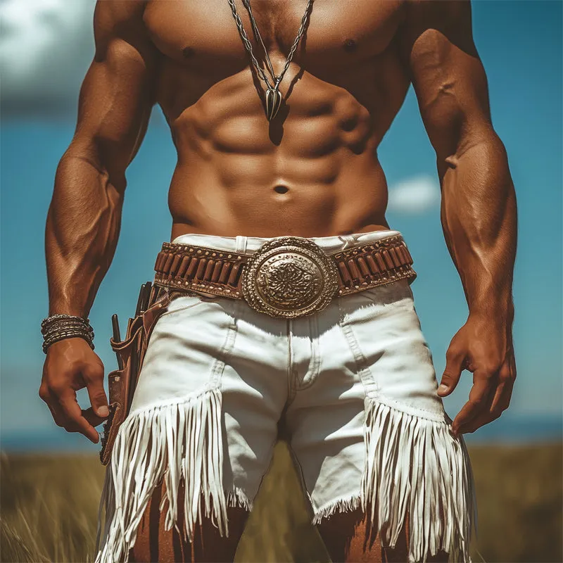 Men's Summer Western Style Denim Tassel Shorts MTA1582E5U sold by Manly product image thumbnail 2