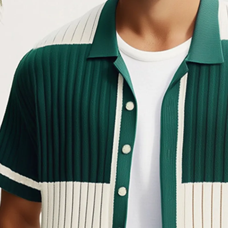 Men's Summer Comfortable Colorblock Knitted Short Sleeve Shirt MTA1689E1U sold by Manly product image thumbnail 4