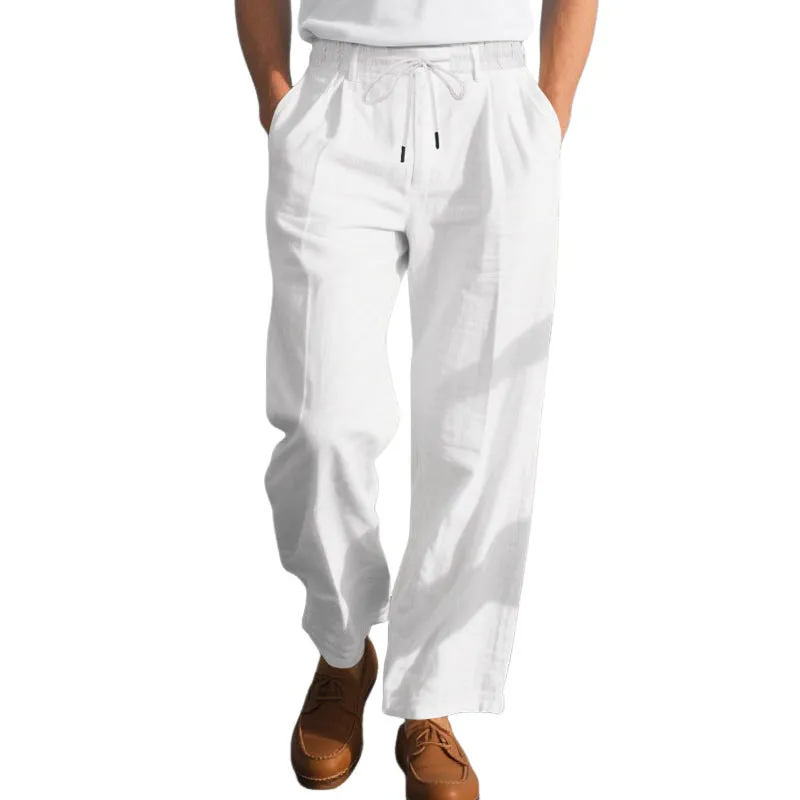 Men's Solid Color Cotton And Linen Holiday Elastic Waist Casual Pants MTA1606E9X sold by Manly
