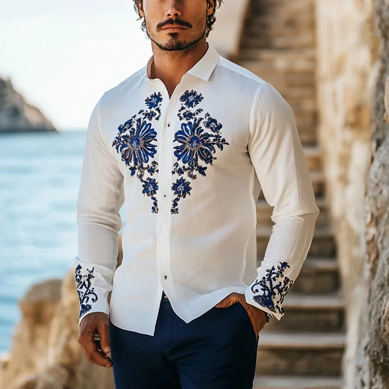 Men's Casual Resort Print Long Sleeve Shirt MTA1548E2X sold by Manly product image thumbnail 2