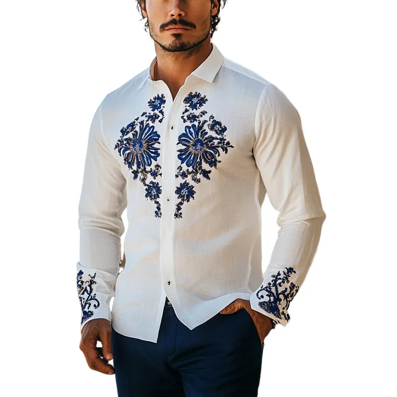Men's Casual Resort Print Long Sleeve Shirt MTA1548E2X sold by Manly