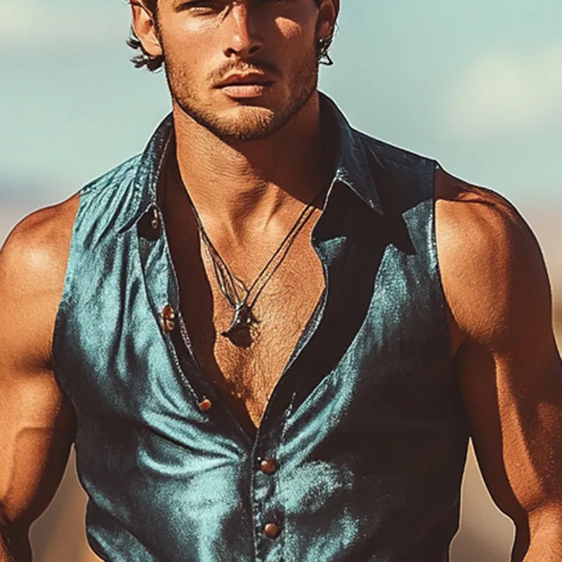 Men's Vintage Satin Lapel Single Breasted Vest MTA1558E3X sold by Manly product image thumbnail 3