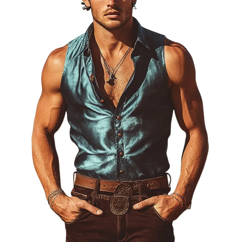 Men's Vintage Satin Lapel Single Breasted Vest MTA1558E3X sold by Manly