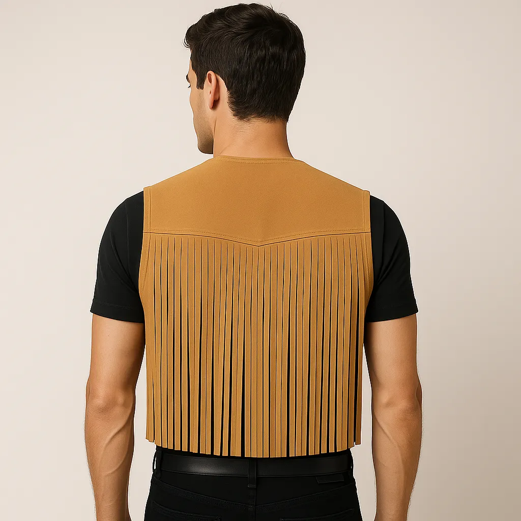 Men's Summer Western Cowboy Style Thin Suede Tassel Vest MTA1536E5P sold by Manly product image thumbnail 3