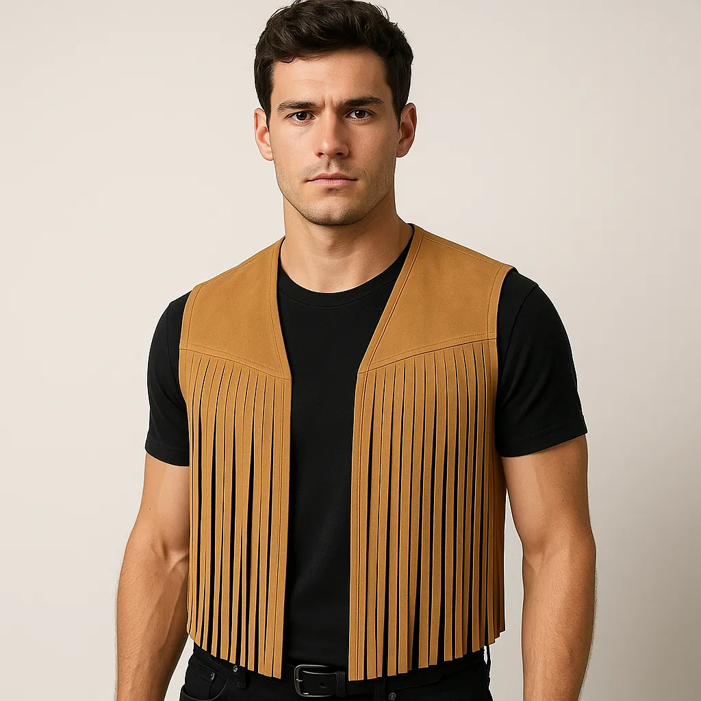 Men's Summer Western Cowboy Style Thin Suede Tassel Vest MTA1536E5P sold by Manly product image thumbnail 2
