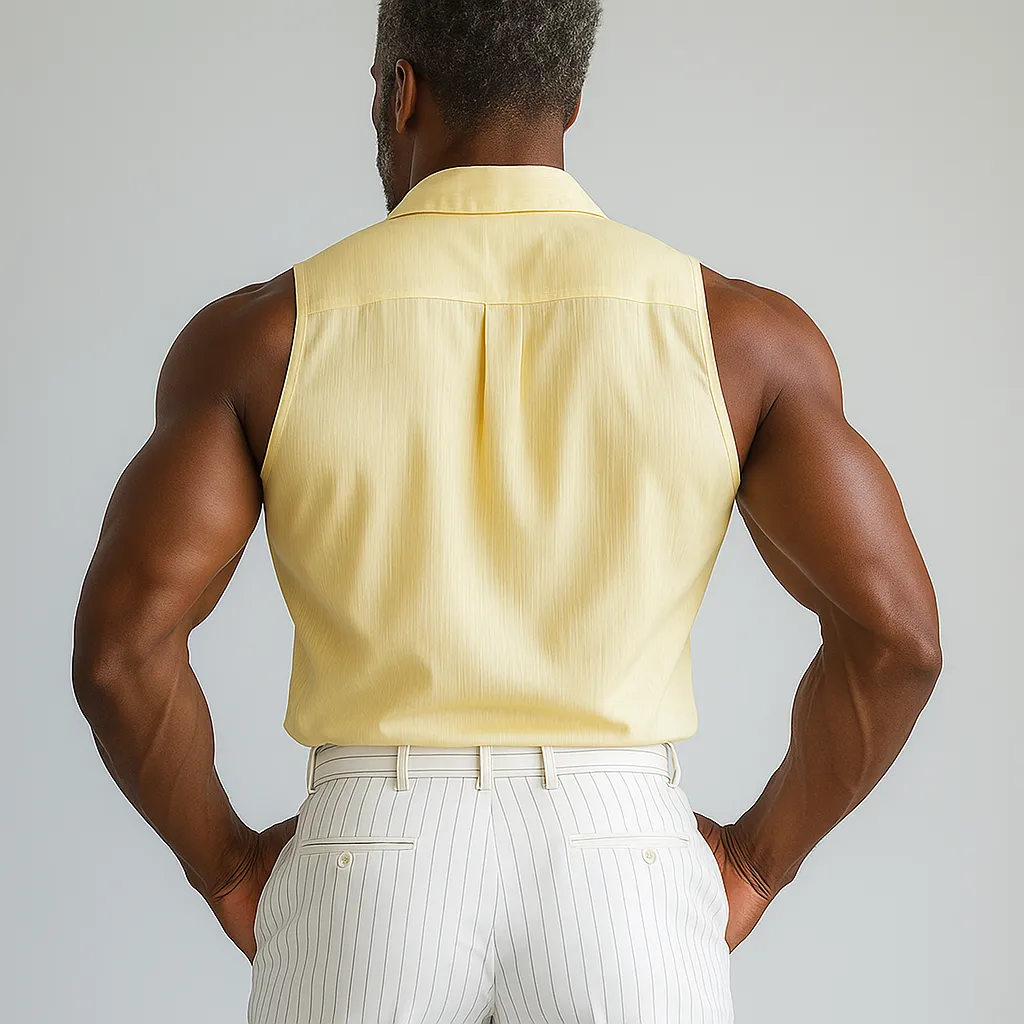 Men's Summer Fashion Simple Textured Fabric Sleeveless Shirt MTA1522E2P sold by Manly product image thumbnail 3