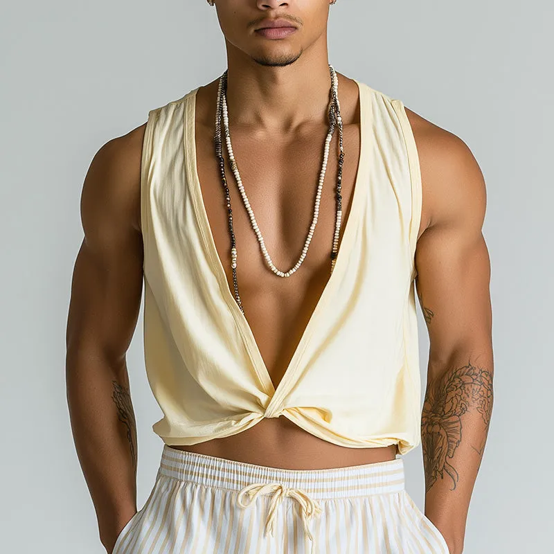 Men's Summer Fashion Simple Cotton And Linen Tank Top MTA1585E3P sold by Manly product image thumbnail 2
