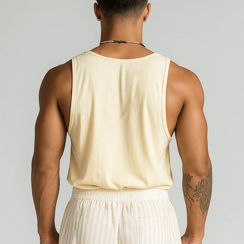 Men's Summer Fashion Simple Cotton And Linen Tank Top MTA1585E3P sold by Manly product image thumbnail 3