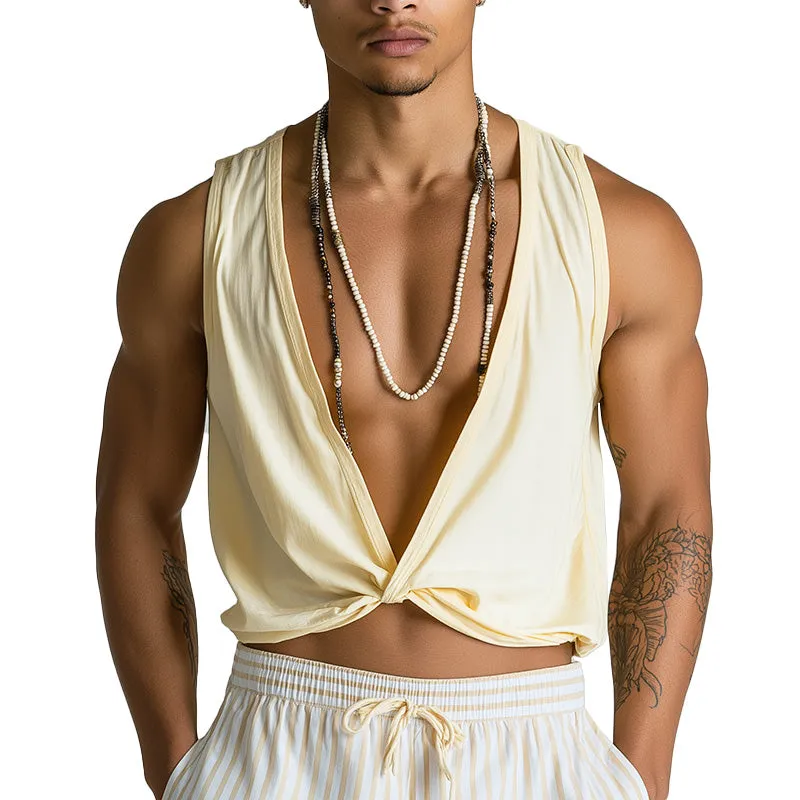 Men's Summer Fashion Simple Cotton And Linen Tank Top MTA1585E3P sold by Manly