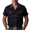 Men's Summer Fashion Contrast Color Patchwork Cotton Blend Short Sleeve Shirt MTA1515E5P sold by Manly