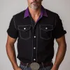 Men's Summer Fashion Contrast Color Patchwork Cotton Blend Short Sleeve Shirt MTA1515E5P sold by Manly
