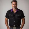Men's Summer Fashion Contrast Color Patchwork Cotton Blend Short Sleeve Shirt MTA1515E5P sold by Manly