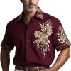 Men's Summer Fashion Floral Embroidery Cotton And Linen Short Sleeve Shirt MTA1589E7P sold by Manly