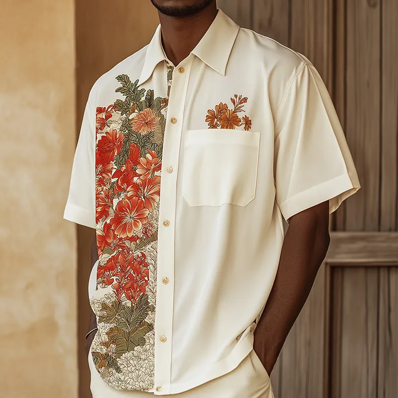 Men's Summer Fashion Floral Print Cotton Short Sleeve Shirt MTA1619E4P sold by Manly product image thumbnail 2