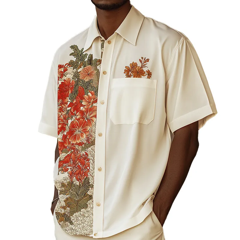 Men's Summer Fashion Floral Print Cotton Short Sleeve Shirt MTA1619E4P sold by Manly