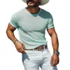 Men's Spring And Summer Fashion Casual Western Style Mint Green Slim Fit Knitted Short-sleeved T-shirt MTA1408E0K sold by Manly