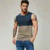 Men's Casual Round Neck Contrast Color Slim Fit Knitted Tank Top MTA1590E6M sold by Manly