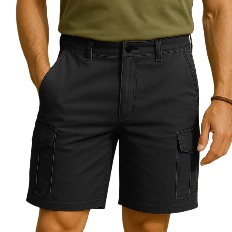 Men's Casual Breathable Cotton Washed Multi-pocket Straight Cargo Shorts MTA1463E1M sold by Manly product image thumbnail 4