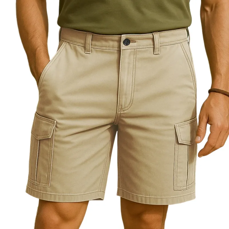 Men's Casual Breathable Cotton Washed Multi-pocket Straight Cargo Shorts MTA1463E1M sold by Manly product image thumbnail 3