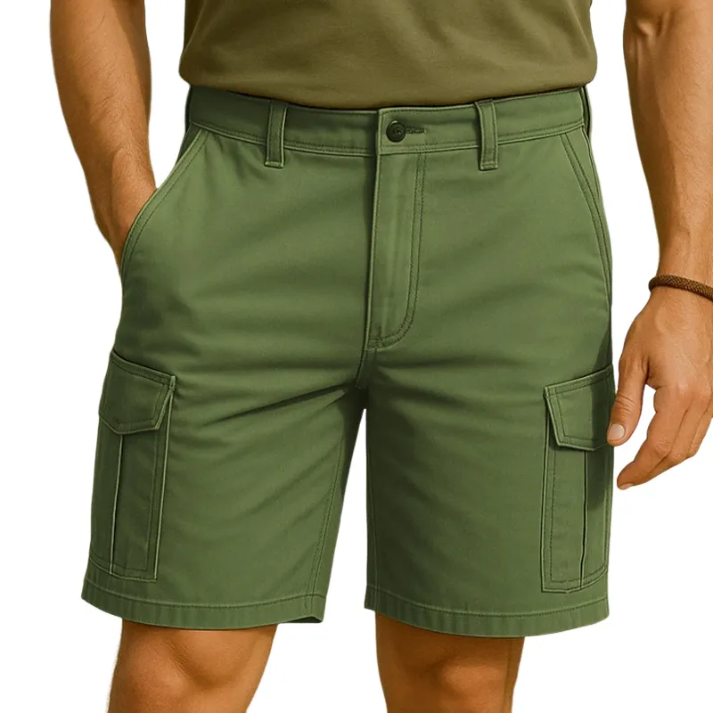Men's Casual Breathable Cotton Washed Multi-pocket Straight Cargo Shorts MTA1463E1M sold by Manly