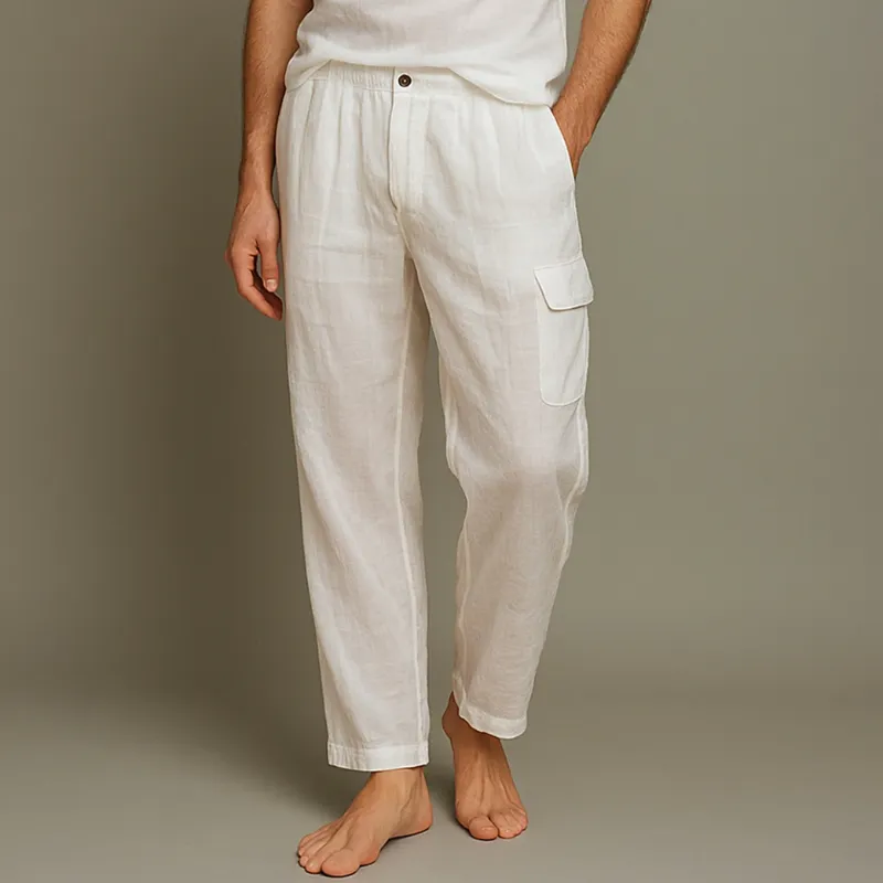 Men's Casual Breathable Cotton Linen Multi-Pocket Straight Vacation Pants MTA1432E0M sold by Manly product image thumbnail 2