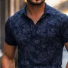 Men's Fashion Floral Print Lapel Short Sleeve Polo Shirt MTA1595E0Z sold by Manly