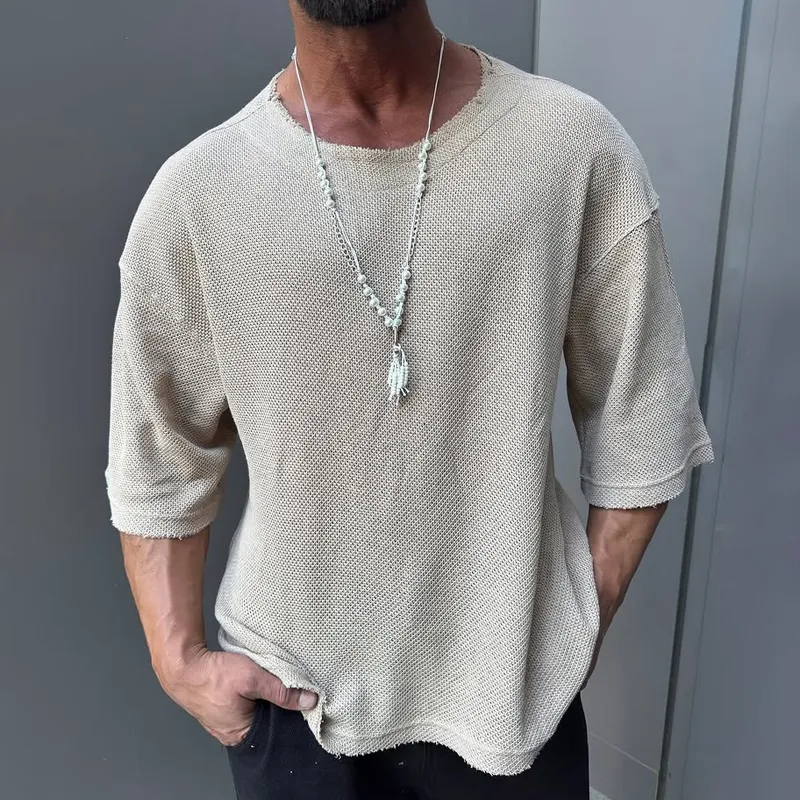 Men's Fashion Solid Color Breathable Round Neck Short Sleeve T-shirt MTA1505E8Z sold by Manly product image thumbnail 3