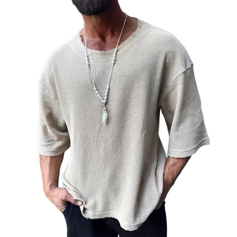 Men's Fashion Solid Color Breathable Round Neck Short Sleeve T-shirt MTA1505E8Z sold by Manly