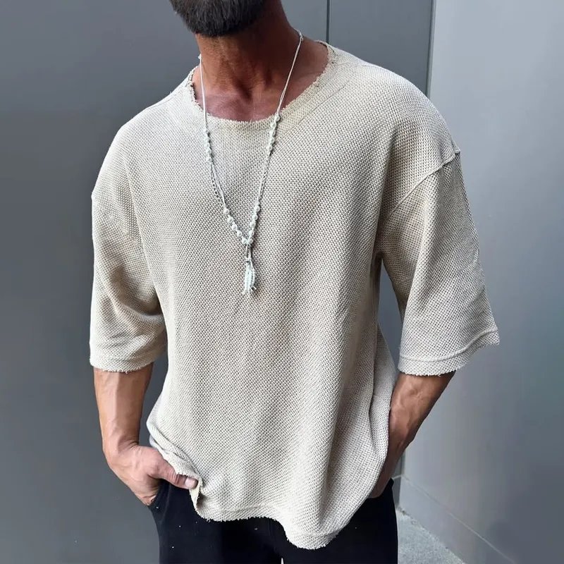 Men's Fashion Solid Color Breathable Round Neck Short Sleeve T-shirt MTA1505E8Z sold by Manly product image thumbnail 2