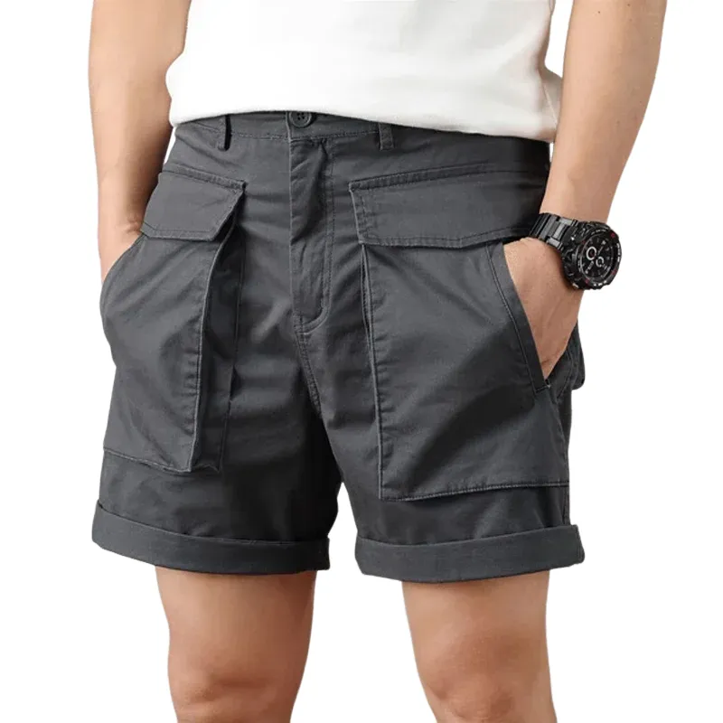 Men's Fashion Cotton Solid Multi-pocket Cargo Shorts MTA1368E4Z sold by Manly