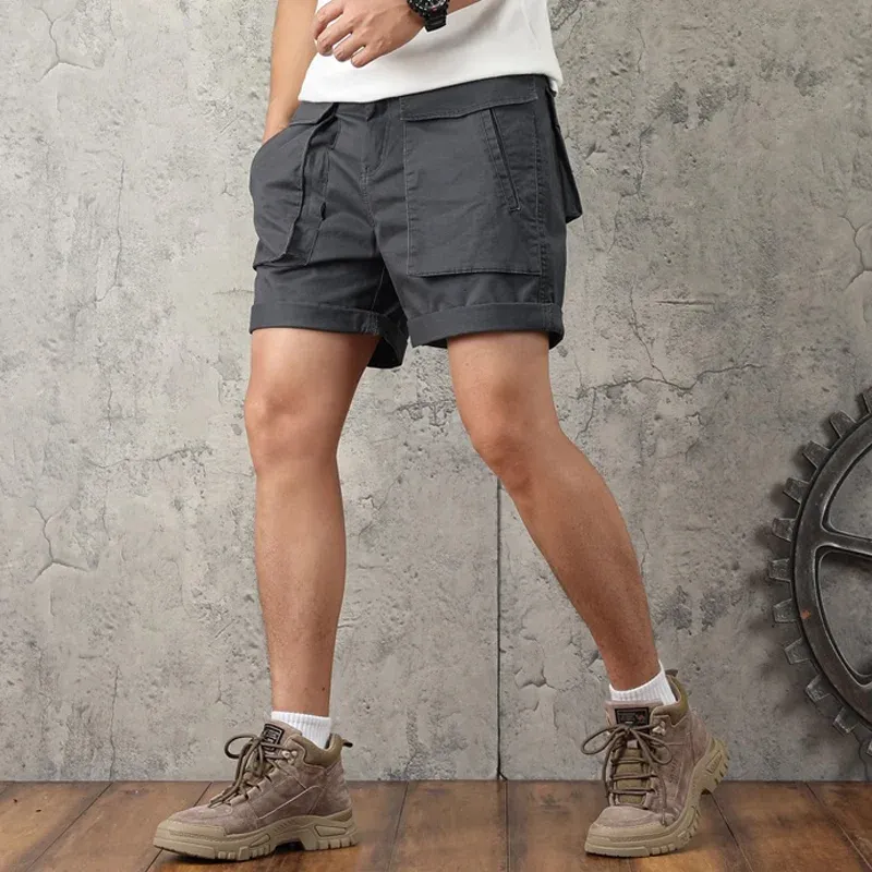 Men's Fashion Cotton Solid Multi-pocket Cargo Shorts MTA1368E4Z sold by Manly product image thumbnail 3